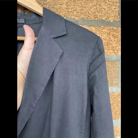 Eileen Fisher Linen Blend  charcoal blazer  size 10 - Picture 7 of 7